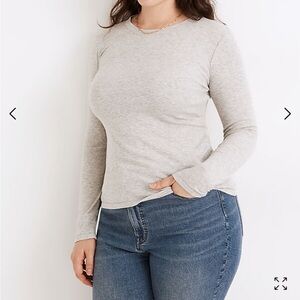 Madewell NWT XL Fine Ribbed Crewneck Long Sleeve Tee